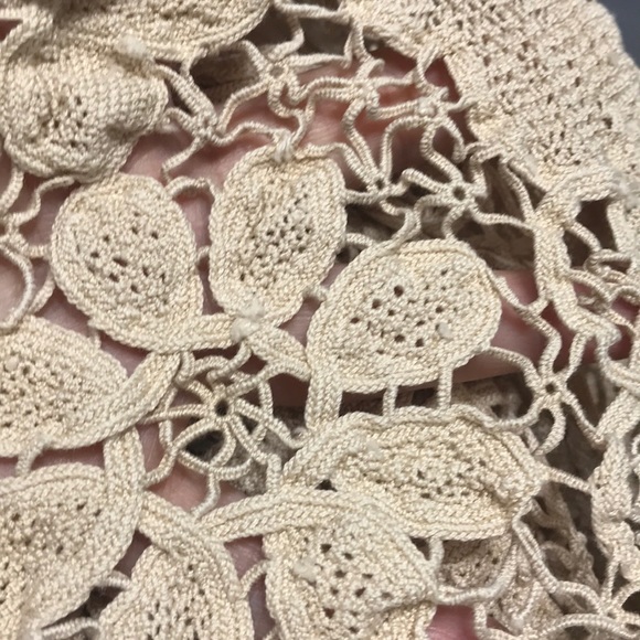 Other - Antique handmade crochet table cover beige